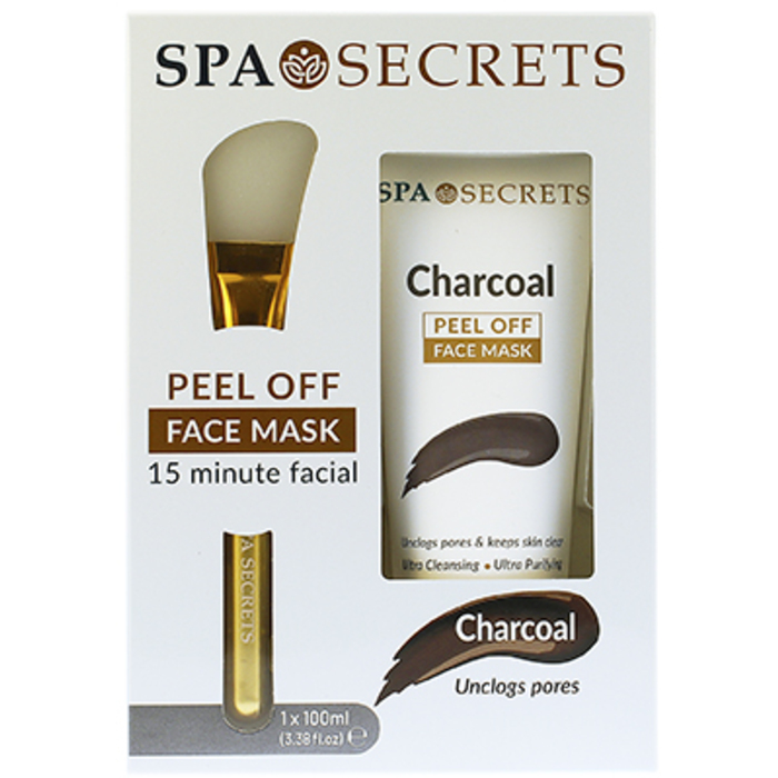 Xpel Spa Secrets Peel Off Face Mask pleťová maska Spa Secrets Charcoal Peel Off 100 ml + aplikátor dárková sada