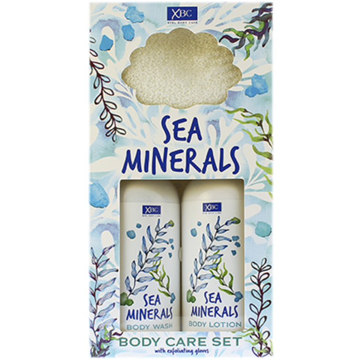 Xpel Sea Minerals Body Care sprchový gel Sea Minerals 300 ml + tělové mléko Sea Minerals 300 ml + exfoliační rukavice dárková sada