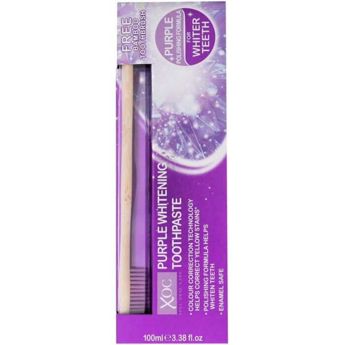 Oral Care Purple Whitening Toothpaste Set - Zubní pasta + kartáček Bamboo Toothbrush