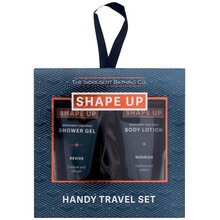 Shape Up Handy Travel Set - Darčeková sada sprchový gél Bergamot & Mint 50 ml a telové mlieko Bergamot & Mint 50 ml a špongia na umývanie
