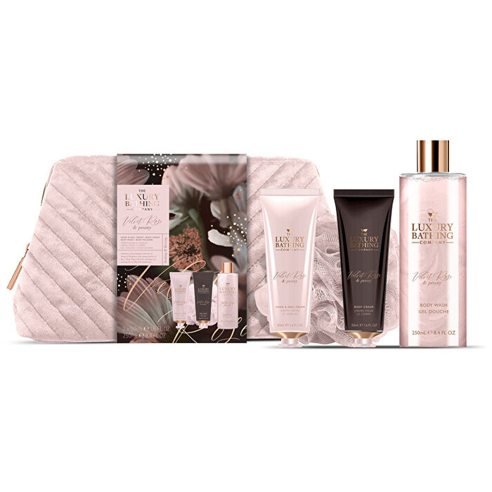 Velvet Rose & Peony Body Care Set With Cosmetic Bag ( Růže & Pivoňka ) - Dárková sada péče o tělo v kosmetické taštičce