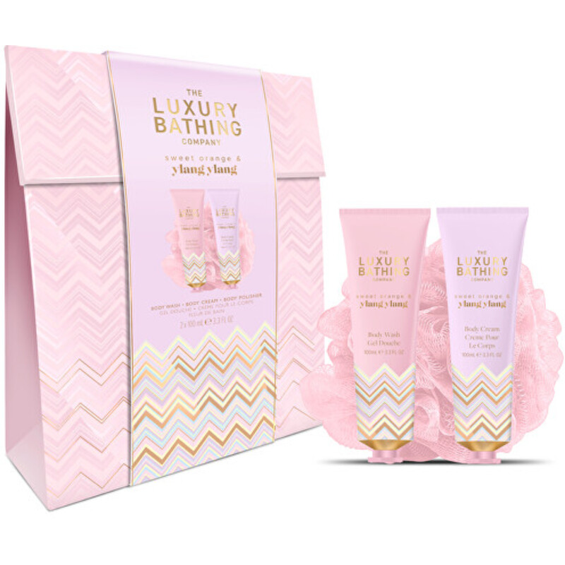 Orange & Ylang Ylang Shower Set ( Pomeranč & Ylang Ylang ) - Dárková sada péče o tělo s houbičkou