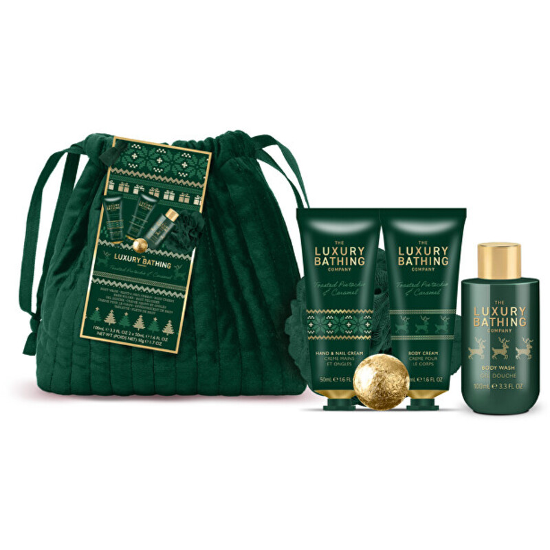 Body Care Set ( Pistácie & Karamel ) - Dárková sada péče o tělo v pytlíčku ( 5 ks )