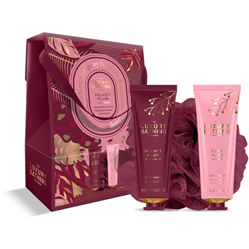 Velvet Plum & Soft Suede Body Care Box - Dárková sada v krabičce ( 3 ks )