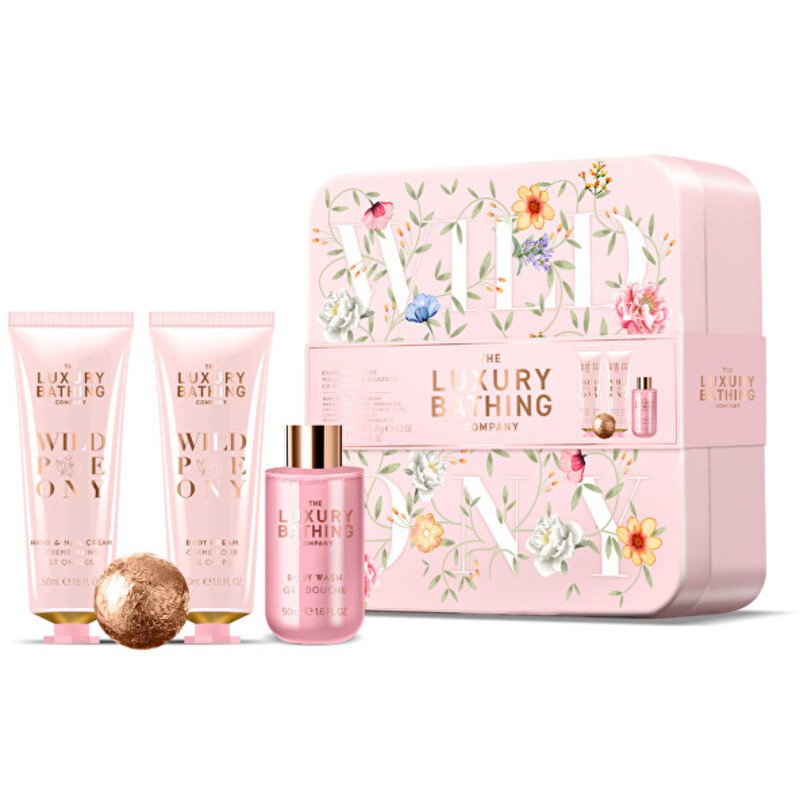 Peony Body Care Gift Box ( Pivoňka, Broskev & Malina ) - Dárková sada v plechové dóze ( 4 ks )