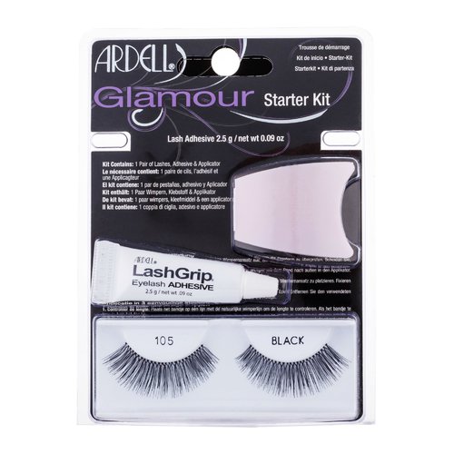 Ardell Glamour 105 Black 1 pár + lepidlo na řasy LashGrip 2,5 g + aplikátor