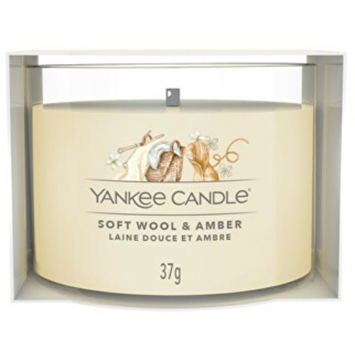 Yankee Candle Soft Wool & Amber ( jemná vlna a ambra ) - Votivní svíčka ve skle 37 g