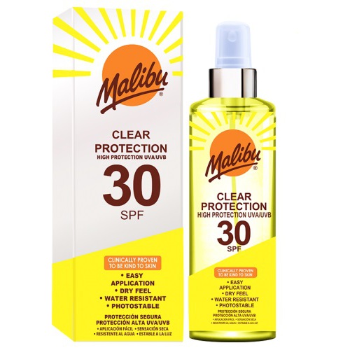Malibu Clear Protection Spray SPF30 - Voděodolný sprej na opalování 250 ml