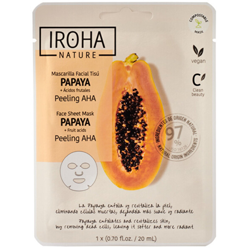 Papaya Peeling AHA Face Sheet Mask - Peelingová maska