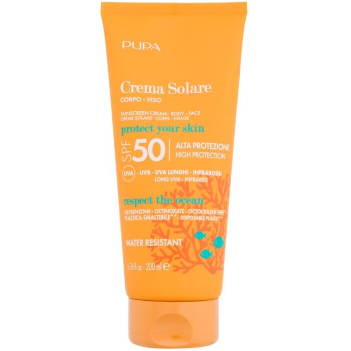 Pupa Sunscreen Cream SPF50 - Voděodolný opalovací krém na tělo i obličej 200 ml
