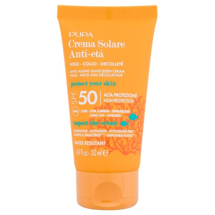 Pupa Sunscreen Anti-Aging Cream SPF50 - Voděodolný opalovací krém na obličej proti stárnutí pleti 50 ml