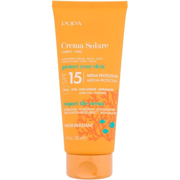 Pupa Sunscreen Cream SPF15 - Voděodolný opalovací krém na tělo i obličej 200 ml