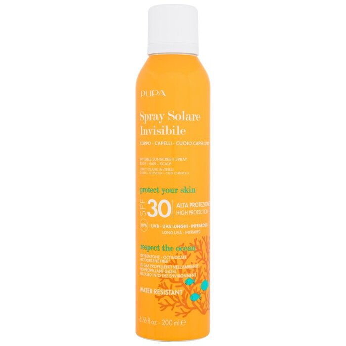 Pupa Invisible Sunscreen Spray SPF30 - Voděodolný opalovací sprej na tělo i obličej 200 ml
