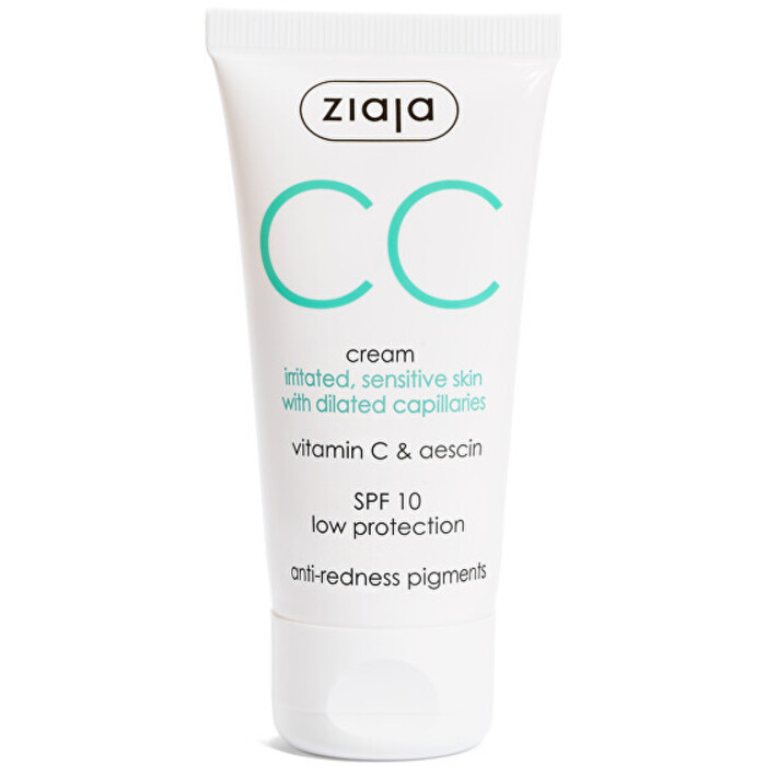 Ziaja CC Cream SPF 10 - CC krém pro podrážděnou a citlivou pleť s rozšířenými žilkami 50 ml