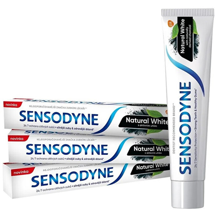 Sensodyne Natural White Trio Tripack Toothpaste - Zubní pasta s aktivním uhlím 75 ml