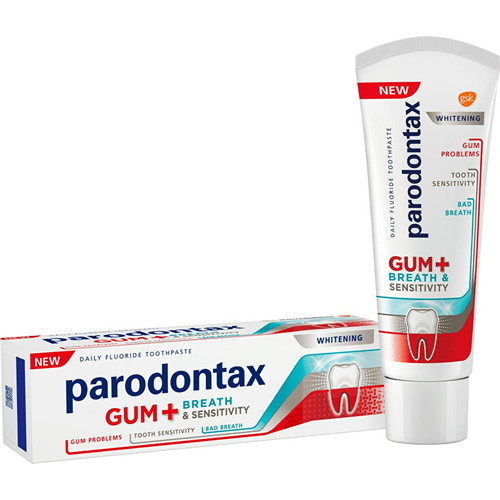 Parodontax Gum and Sensitive Whitening Toothpaste - Bělicí zubní pasta na problémy s dásněmi, dechem a citlivostí zubů 75 ml
