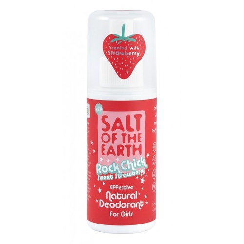Salt-Of-The-Earth Rock Chick Sweet Strawberry Natural unisex deodorant ( jahoda ) - Přírodní unisex deodorant ve spreji 100 ml