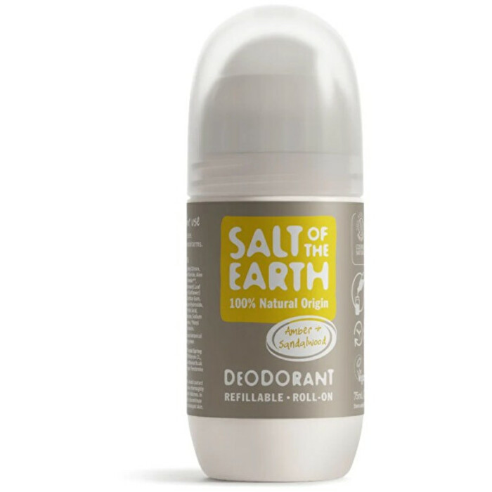Salt-Of-The-Earth Amber & Santalwood Deo Roll-on ( plnitelný ) - Přírodní kuličkový dámský deodorant 75 ml
