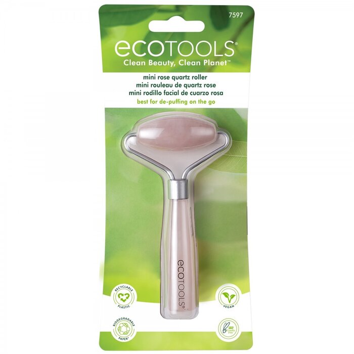 EcoTools Facial Roller Mini Rose Quartz - Cestovní masážní váleček na obličej z růžového křemene 1 ks