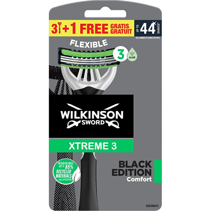 Wilkinson Sword Xtreme 3 Black Edition Comfort ( 4 ks ) - Jednorázový holicí strojek pro muže