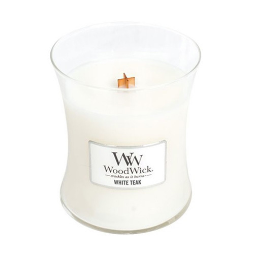 WoodWick White Teak Váza ( bílý teak ) - Vonná svíčka 85 g