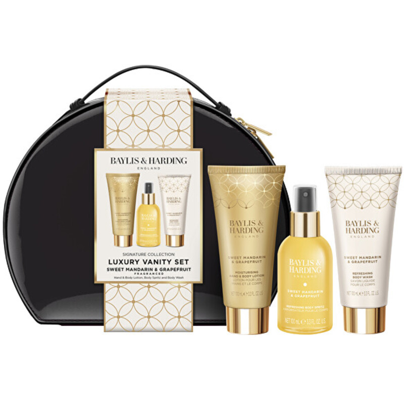 Luxury Vanity Body Care Set with Bag ( Mandarinka & Grapefruit ) - Dárková sada tělových produktů ( 3 ks )