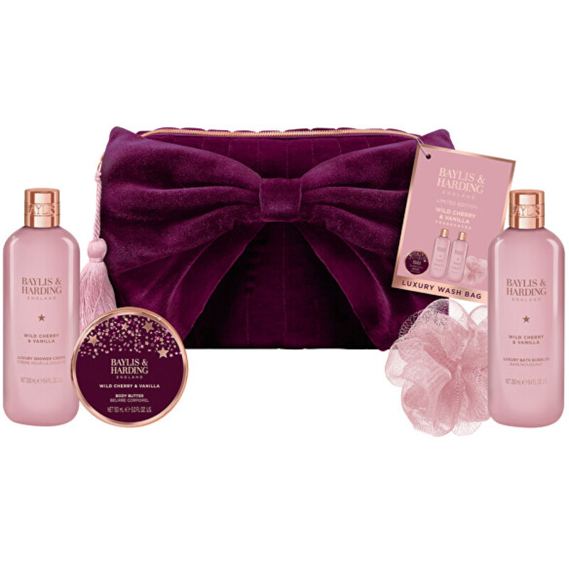 Body Care Set in Velvet Bag ( Wild Cherry & Vanilla ) - Dárková sada v sametové taštičce ( 4 ks )