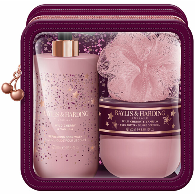 Body Care Duo Cosmetic Box ( Wild Cherry & Vanilla ) - Dárková sada péče o tělo v taštičce ( 3 ks )
