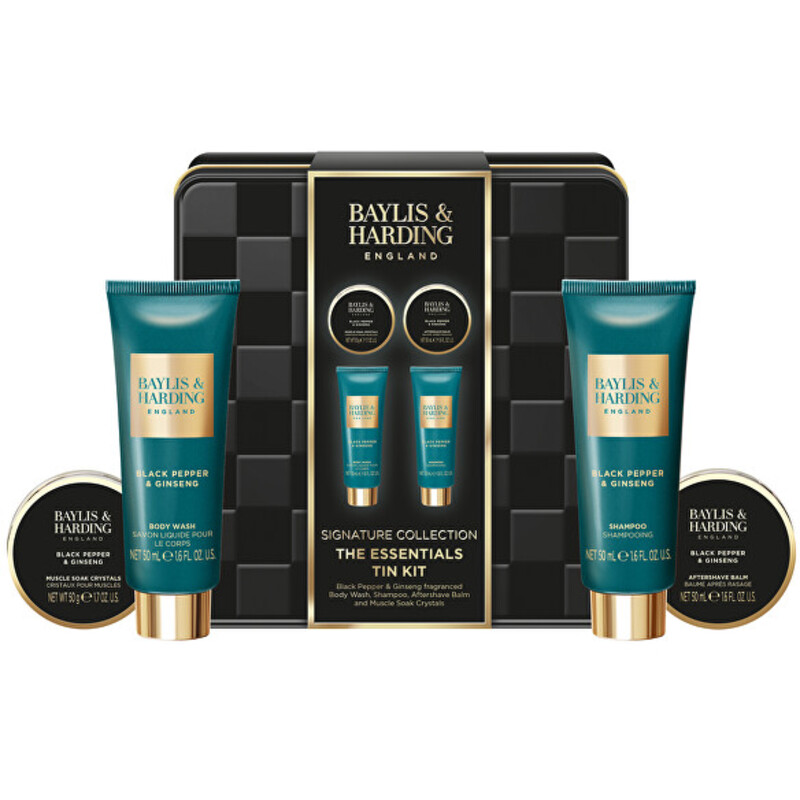 Man Body Care Gift Set in a Tin Box ( Black Pepper & Ginseng ) - Dárková sada v plechové dóze ( 4 ks )