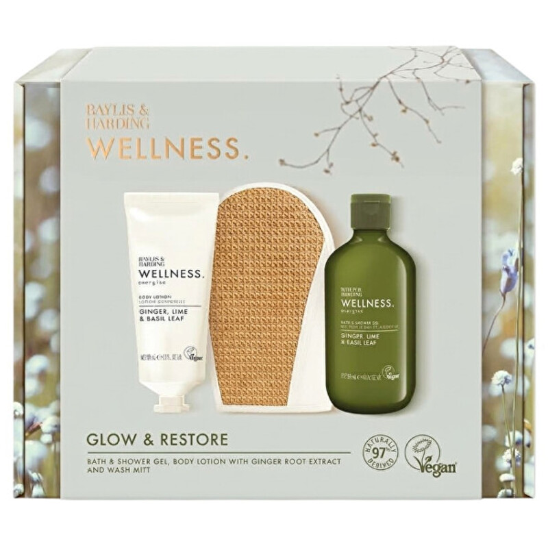 Ginger, Lime & Basil Body Care Set With a Glove - Dárková sada péče o tělo s rukavicí ( 3 ks )