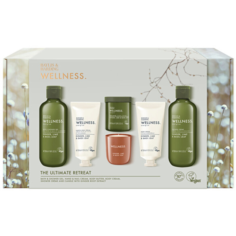 Ginger, Lime & Basil Leaf Big Body Care Set - Dárková sada péče o tělo se svíčkou ( 6 ks )