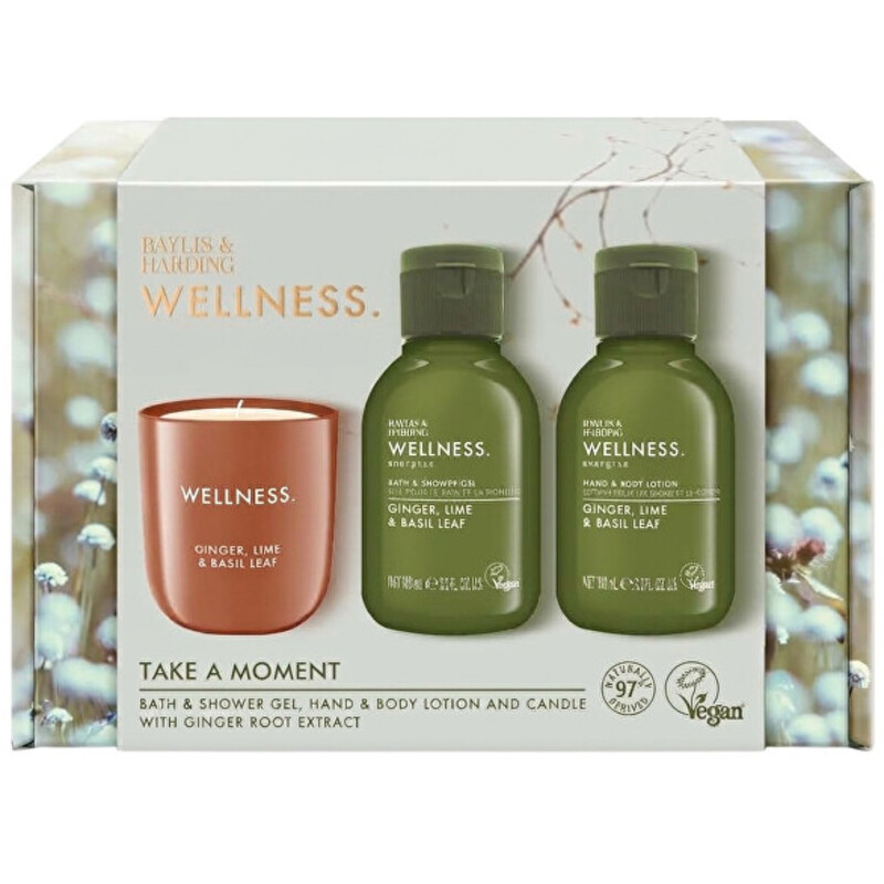 Ginger, Lime & Basil Body Care Set & Candle - Dárková sada péče o tělo se svíčkou ( 3 ks )