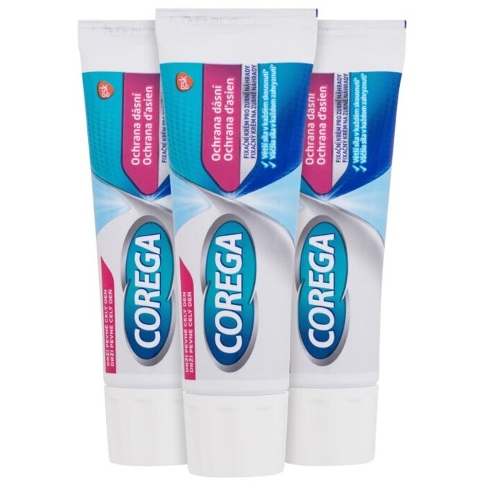 Corega Gum Protection Trio - Fixační krém bez příchuti s ochranou dásní 3 g