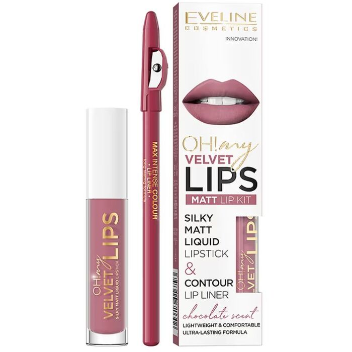 Eveline Cosmetics OH! My Velvet Lips Matt Lip Kit - Sada na rty 4,5 ml 0 ml - 02 Milky Chocolate