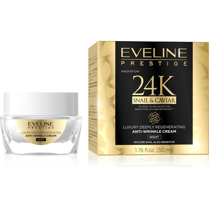 Eveline Cosmetics 24k Snail&Caviar Anti-Wrinkle Cream Night - Noční krém se šnečím extraktem 50 ml