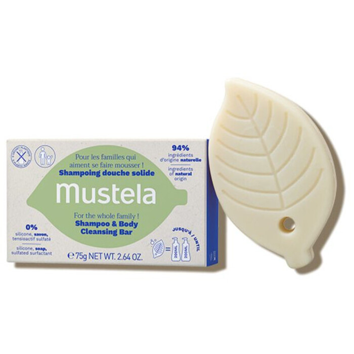 Mustela Shampoo & Body Cleansing Bar - Tuhý šampon a sprchový gel 2 v 1 75 ml