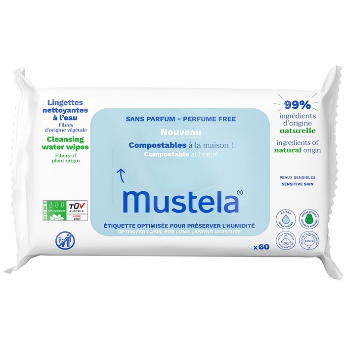 Compostable at Home Cleansing Water Wipes - Čistiace obrúsky bez parfumácie
