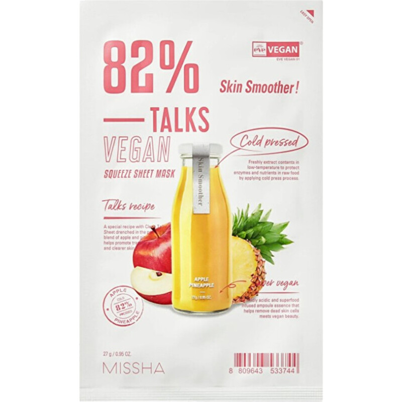 Talks Vegan Squeeze Skin Smoother Sheet Mask - Veganská pleťová maska