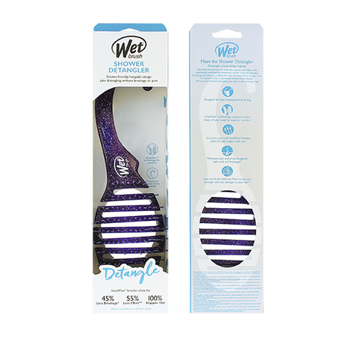 Wet Brush Shower Detangler Purple Glitter - Kartáč na vlasy