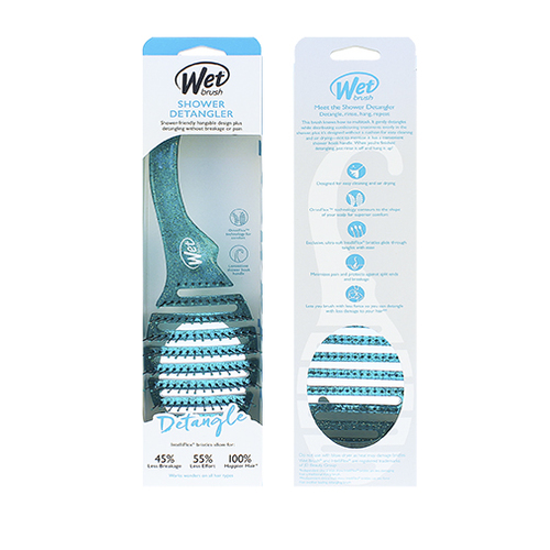 Wet Brush Shower Detangler Teal Glitter - Kartáč na vlasy