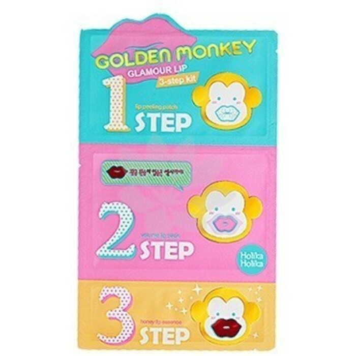 Holika Holika Golden Monkey Glamour Lip 3-Step Kit - Sada na rty