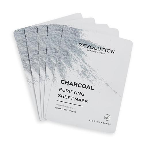 Revolution Skincare Biodegradable Purifying Charcoal Sheet Mask - Sada pleťových masek s černým uhlím