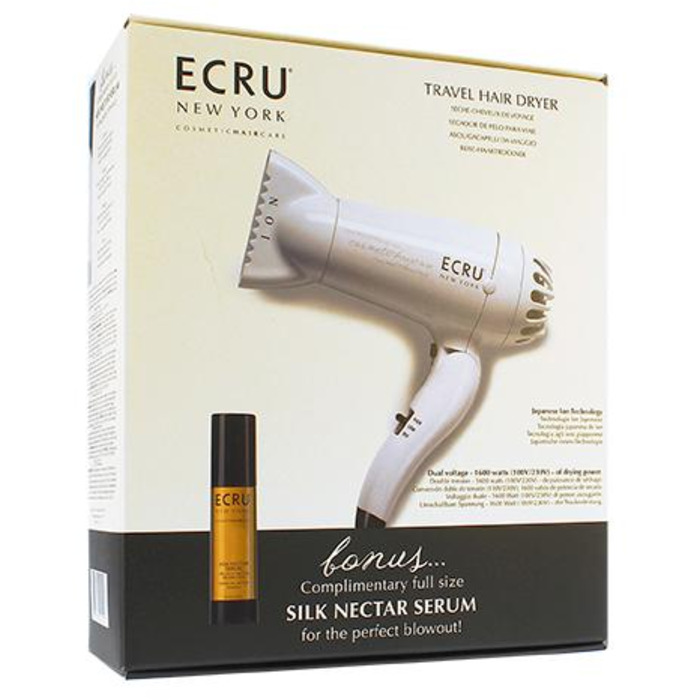 Ecru New York Travel Hair Dryer kompaktní cestovní fén + BONUS Silk Nectar Serum