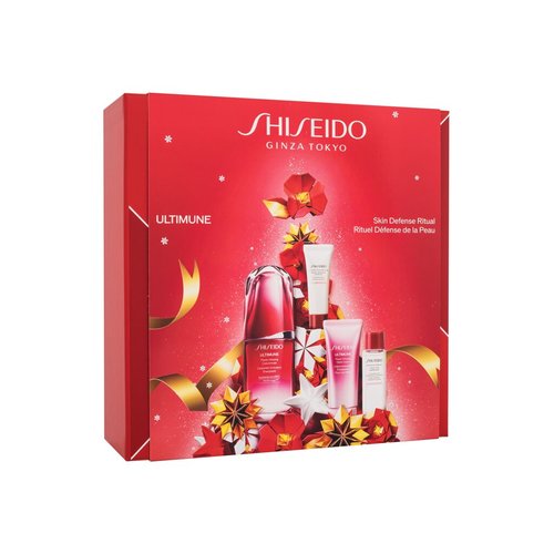 Shiseido Ultimune energizující a ochranný koncentrát na obličej 50 ml + aktivní čisticí pěna 15 ml + čisticí pleťová voda 30 ml + krém na ruce 40 ml dárková sada