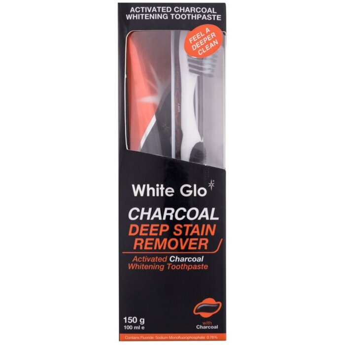 White Glo Charcoal Deep Stain Remover Set - Zubní pasta 100 ml