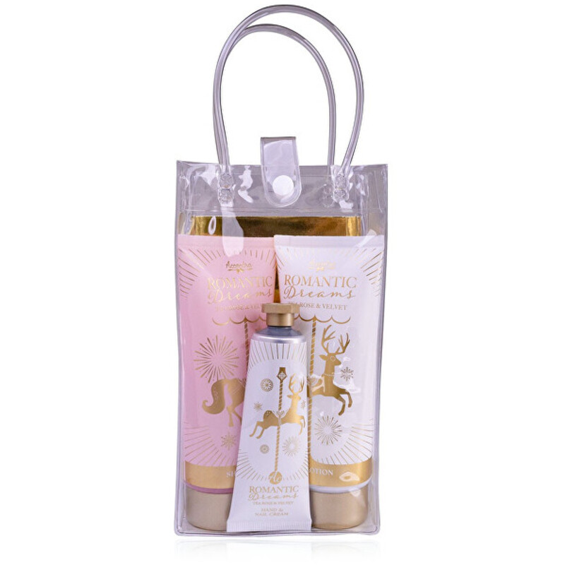 Romantic Dreams Body Care Set - Dárková sada koupelové péče v průhledné taštičce