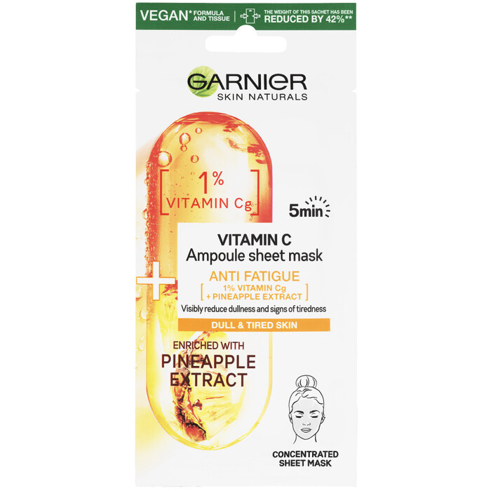 Skin Naturals Vitamín C Ampoule Sheet Mask - Sila ampuliek v textilnej maske s vitamínom C a extraktom z ananásu
