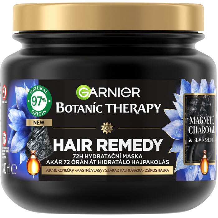 Garnier Botanic Therapy Magnetic Charcoal Hair Remedy Mask - Vyrovnávací maska pro mastné vlasy se suchými konečky 340 ml