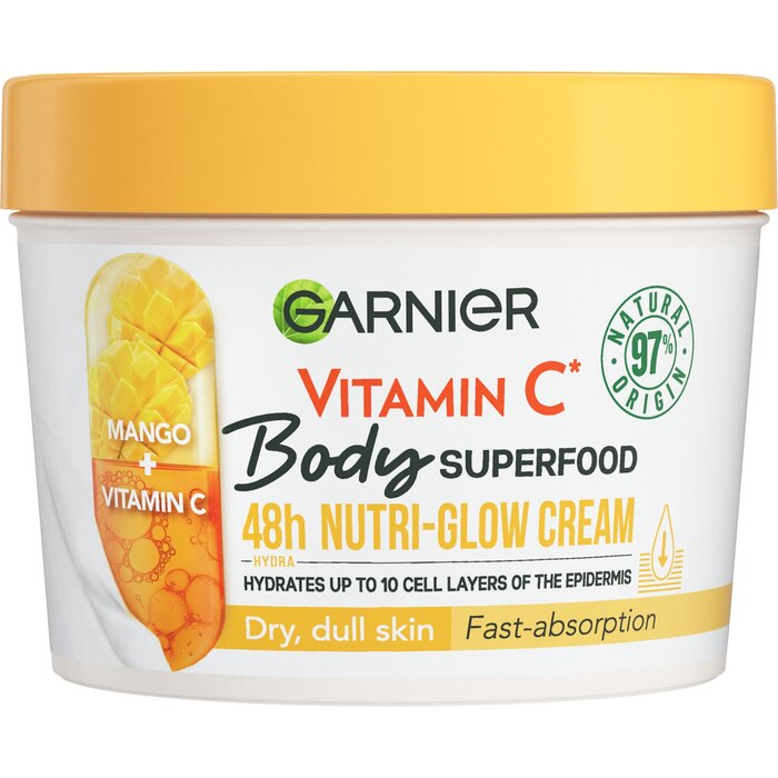 Garnier Body Superfood 48h Nutri-Glow Cream Vitamin C - Vyživující a rozjasňující tělový krém 380 ml