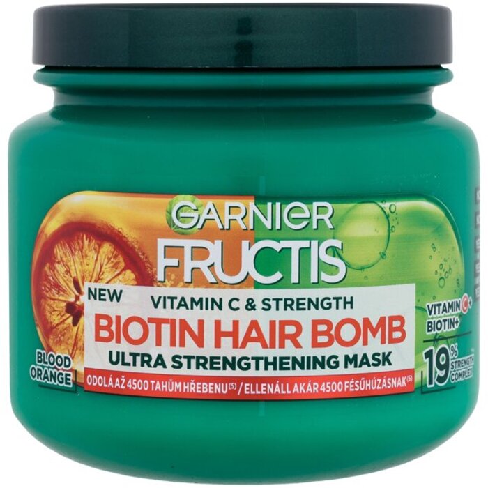 Garnier Fructis Vitamin & Strength Biotin Hair Bomb Mask - Posilující maska pro slabé vlasy náchylné k vypadávání 320 ml